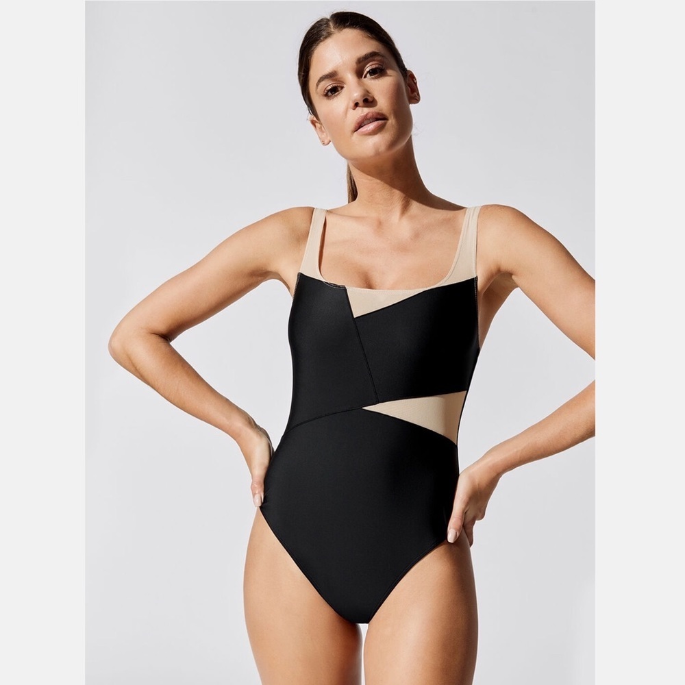 NWT Carbon38  Black Mesh Bodysuit Sz M